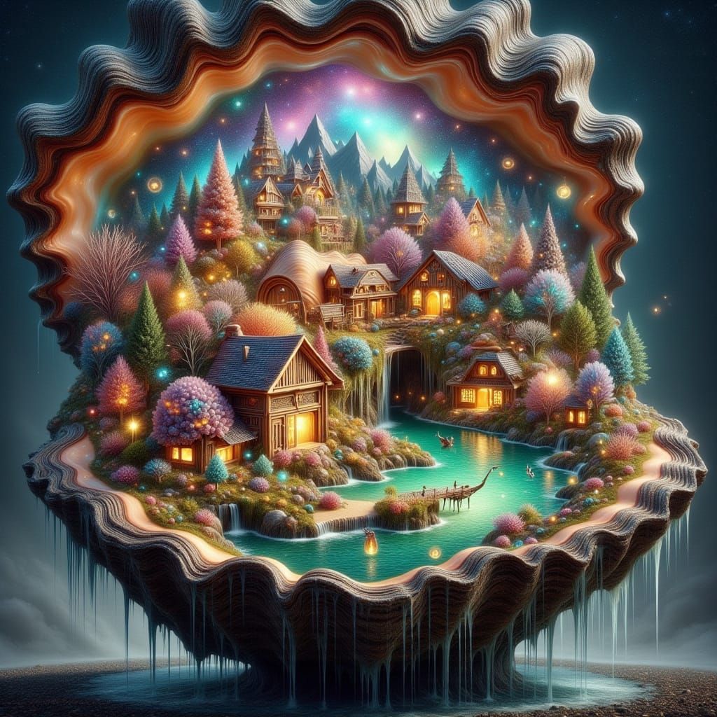 Futuristic Cottagecore Village Dreamscape