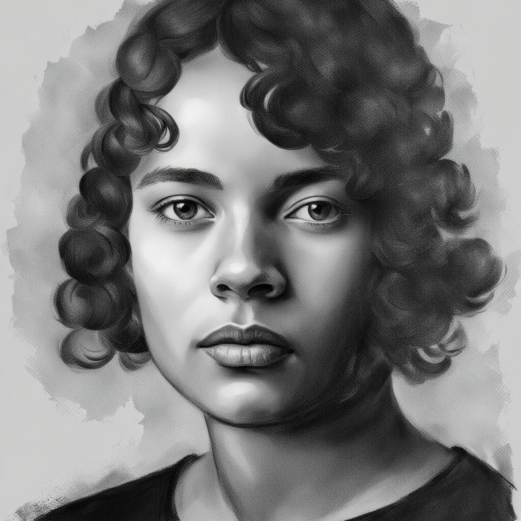 Striking Black and White Portrait of a Young Woman