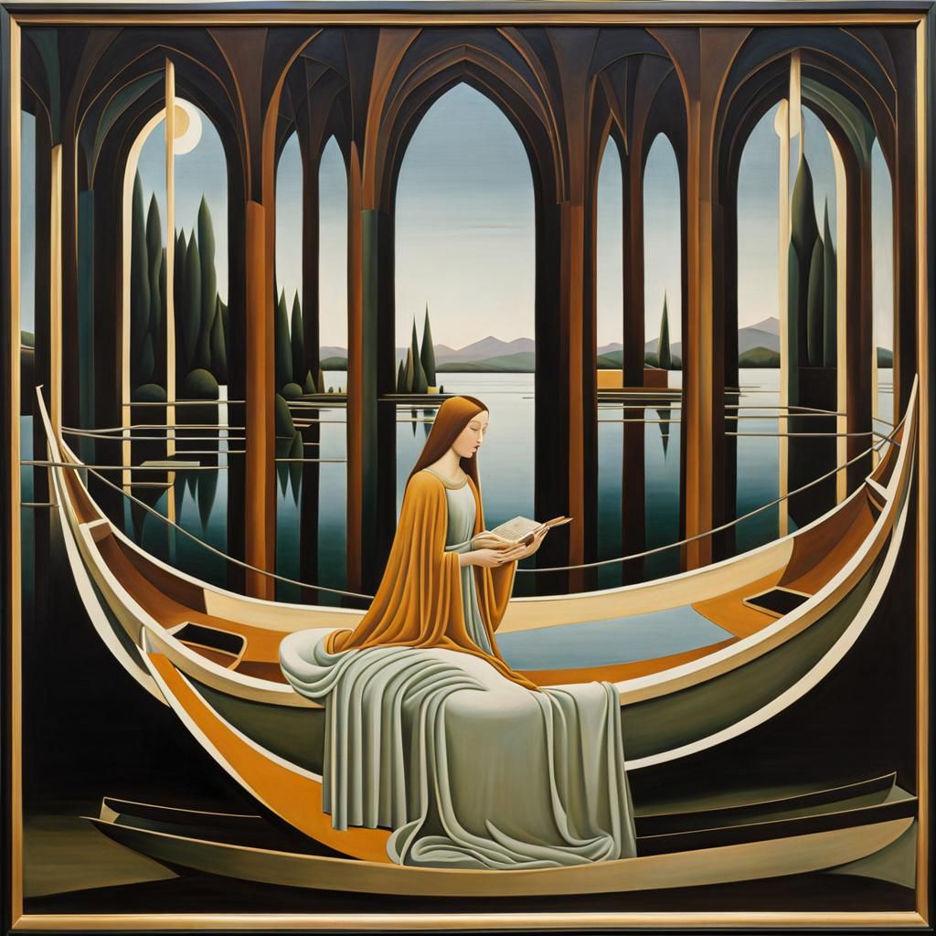Lady of Shalott in Surrealist Style