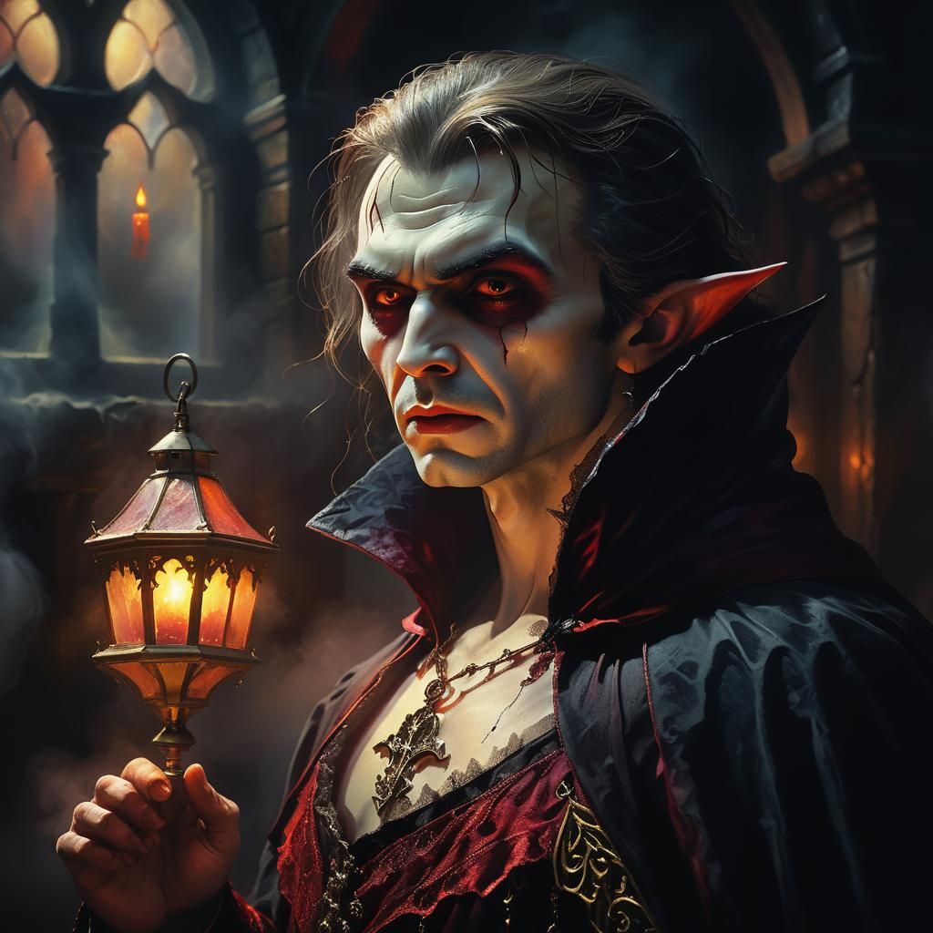 Ethereal Vampire in Mist: Hyper-Realistic Digital Art