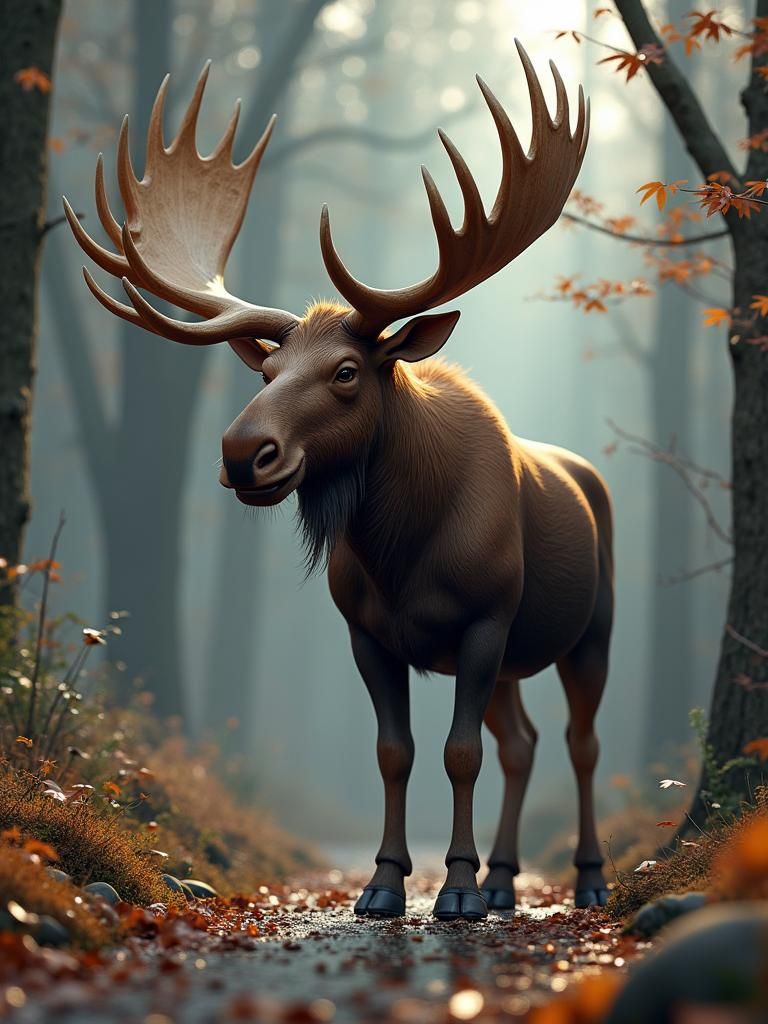 Detailed 3D Anime Art of a Homeless Moose