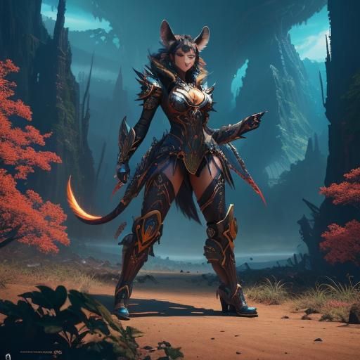 Horror Style Tribal Warrior in Mech-City