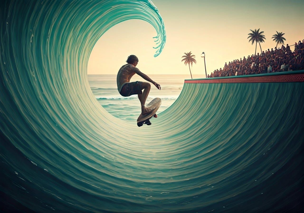 Surreal Surf Rebellion Meets Skatepark Alchemy in Neon-Lit H...