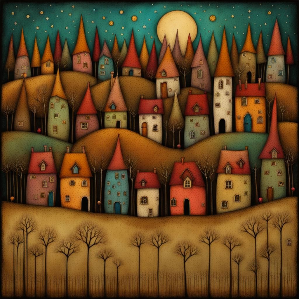 Happy Village in Art Brut Style
