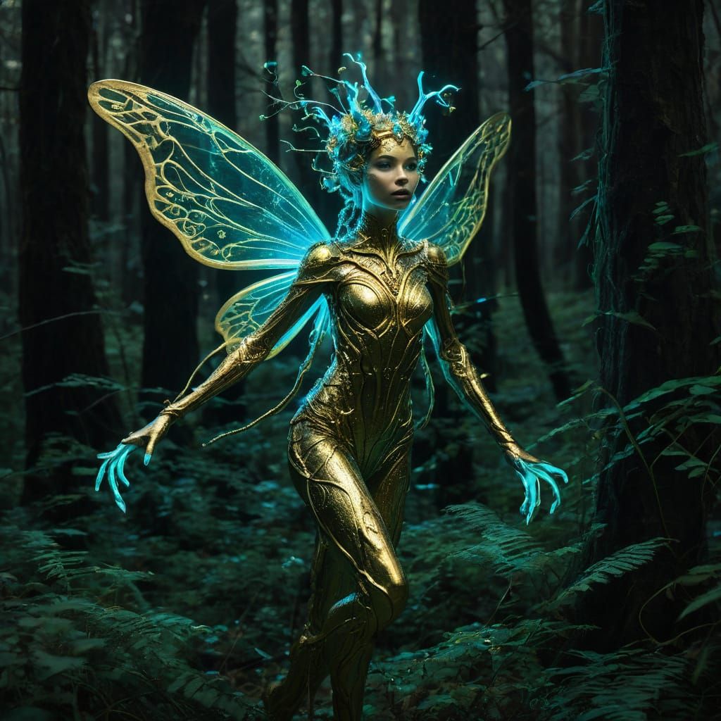 eldritch forest fairy gold bioluminescent