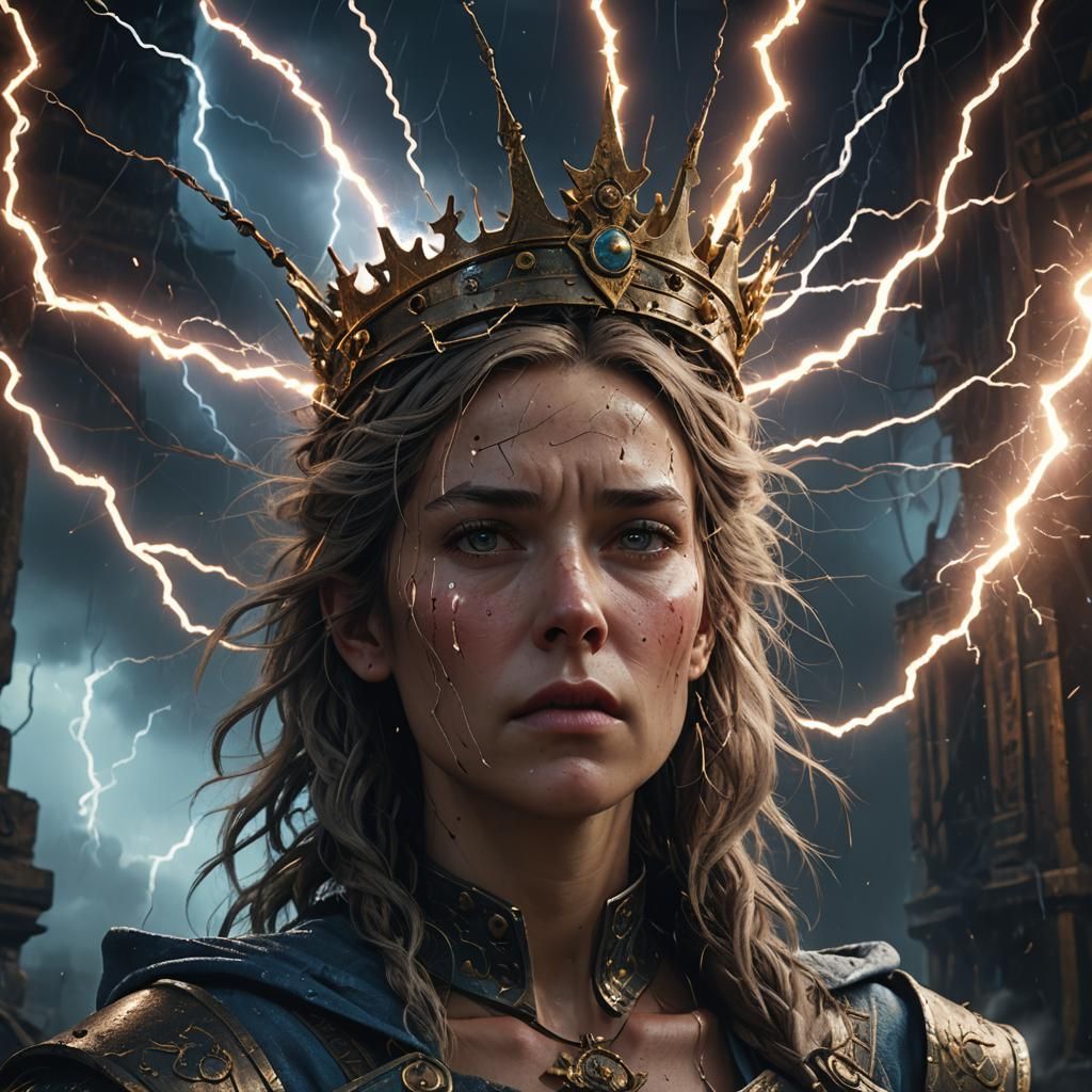 Lightning Queen Portrait in a Dark Fantasy Style
