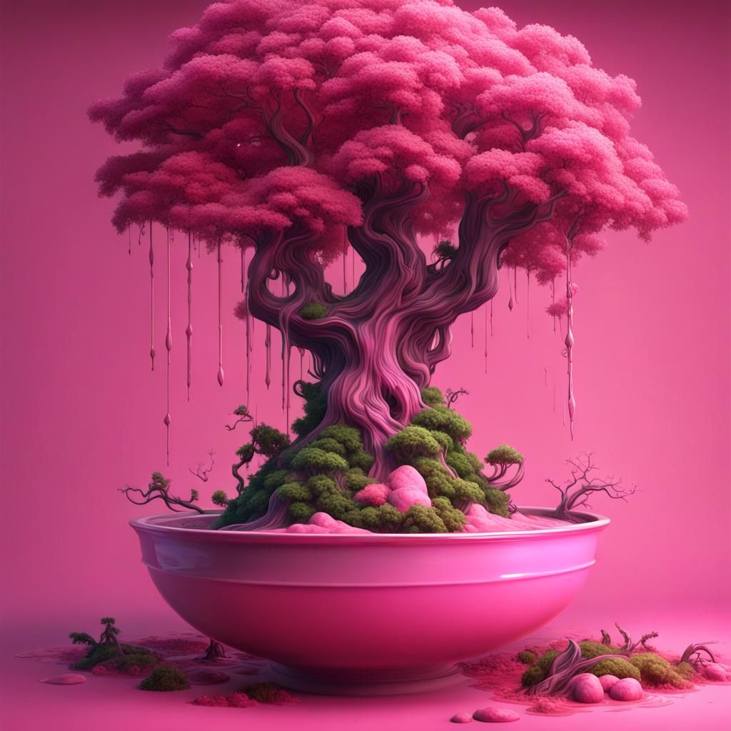 Trees Grow From Bowl of Pink Soup