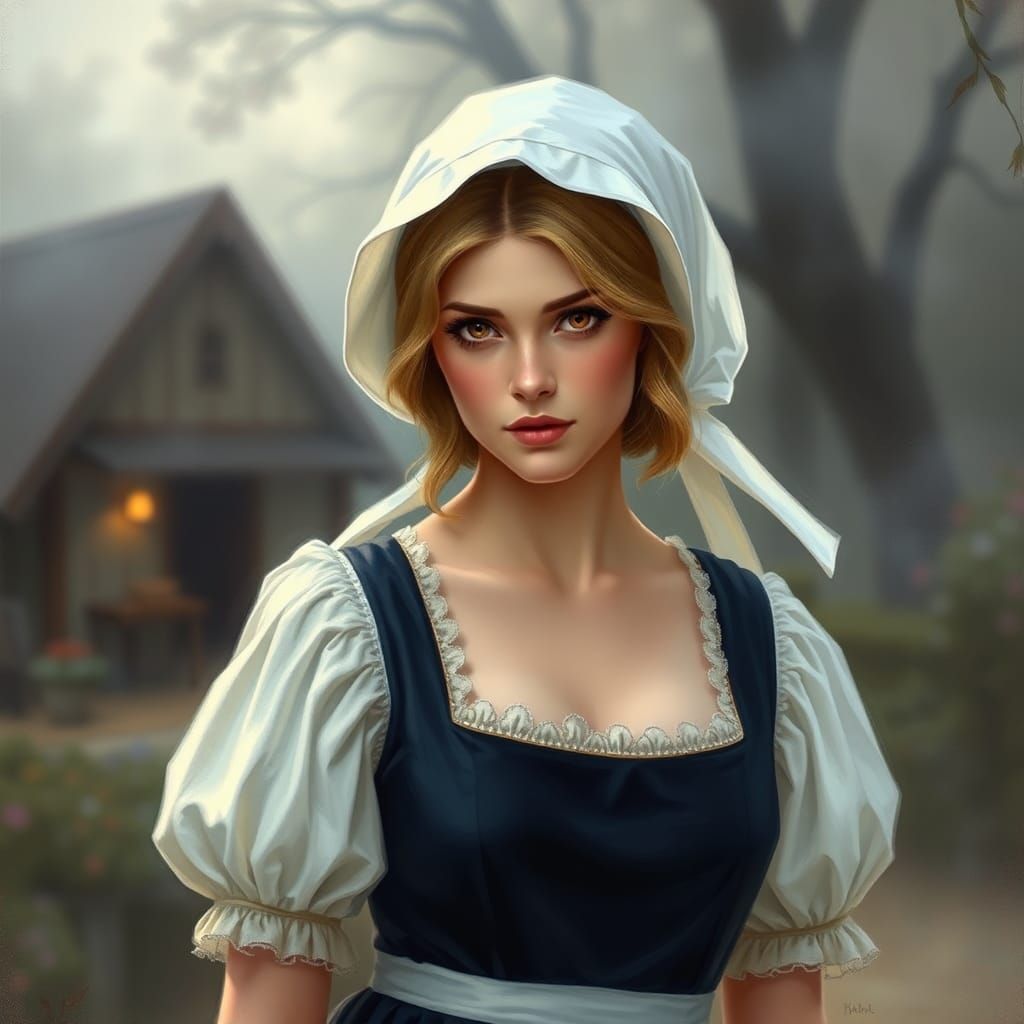 Colonial Woman Screaming in Ethereal Fantasy Style