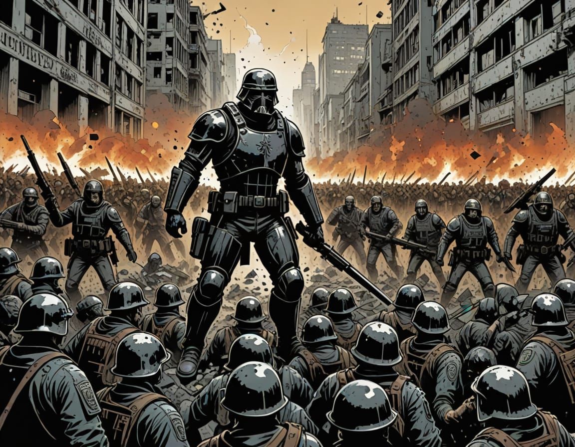 Graphic Novel Splash Page: Dystopian City Rebellion
