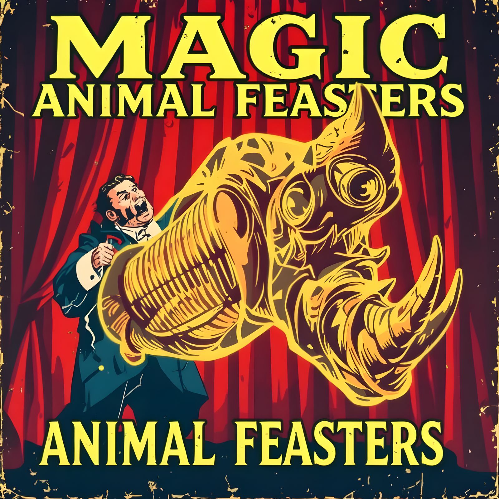 Aged Comic Book Cover with Surreal Fantasy Scene