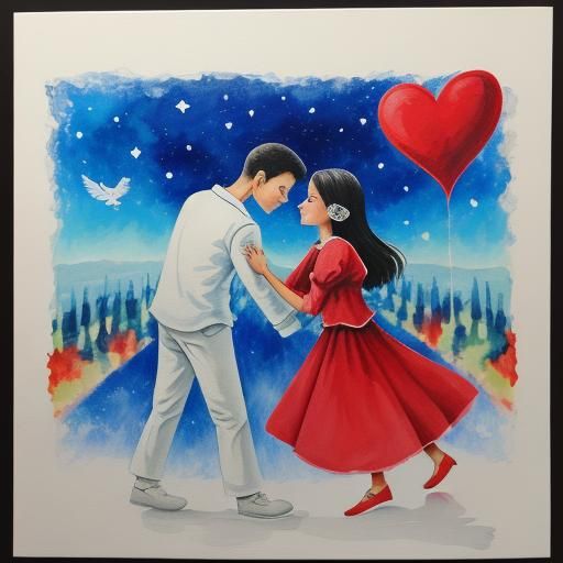 Gouache Painting: Departure from a World of Love