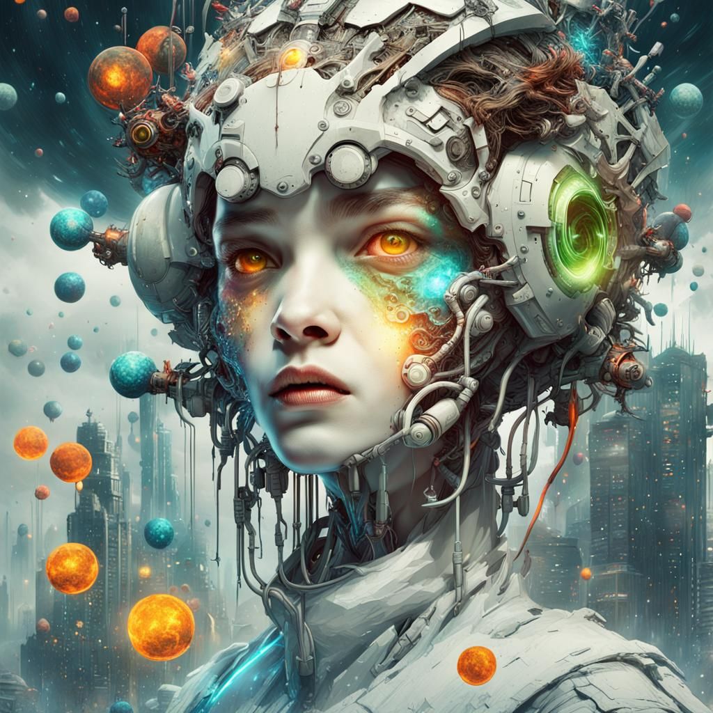 Futuristic White Noise Monster Sci-Fi Artwork