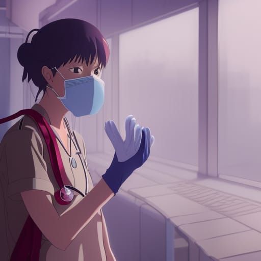 Anime Nurse in Studio Ghibli Style