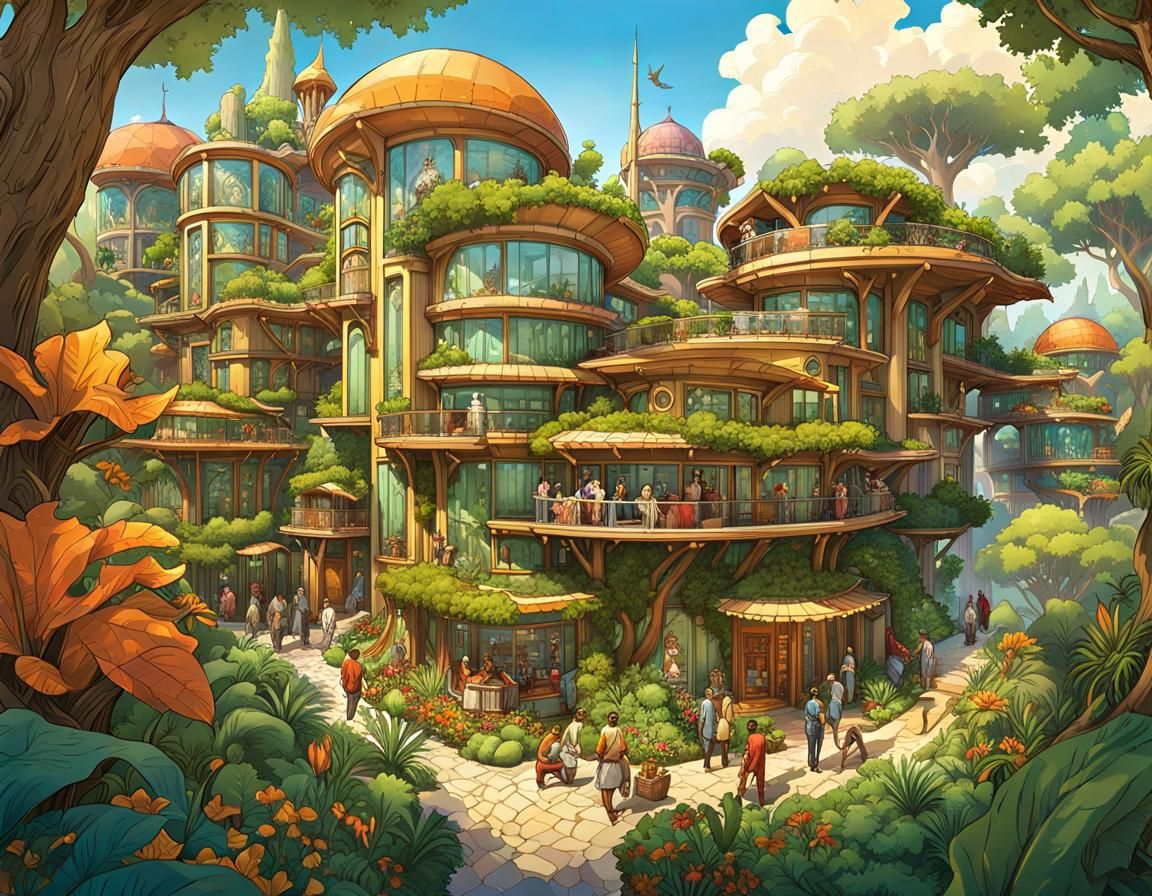 Modern and sustainable utopian paradise city