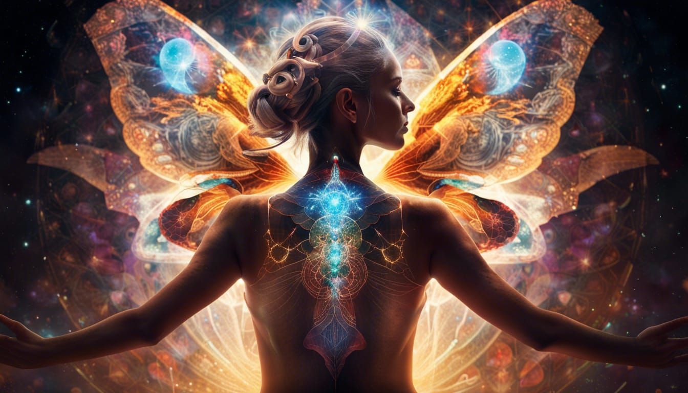 Glowing Kundalini Explosion with Butterfly Wings