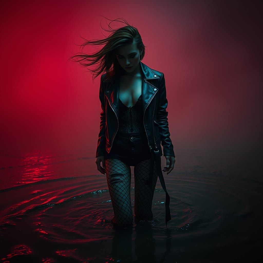 Eerie Postpunk Model in Ominous Landscape