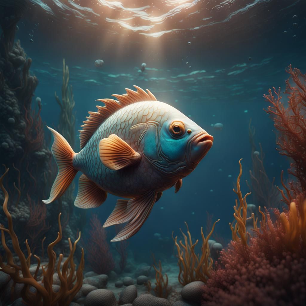 Fantastical Fish Underwater: Detailed Matte Painting