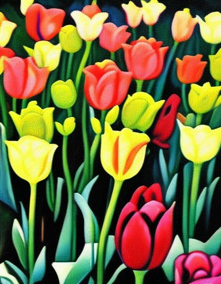 Vibrant Field of Tulips