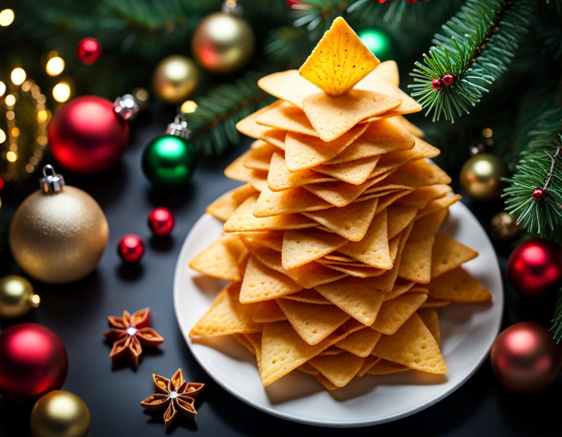 Nacho Chip Christmas Tree Festive Food Art