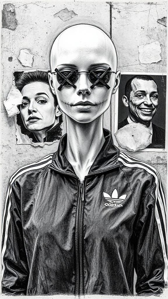 Eerie Faceless Mannequin in Monochrome Pencil Sketch