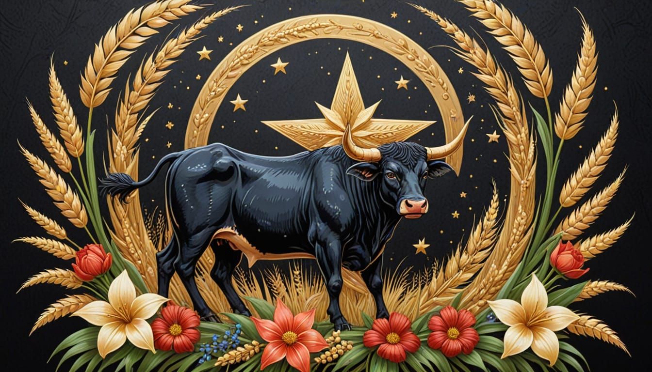 Vibrant Floral Scene in Traditional Palekh Style with a Cele...