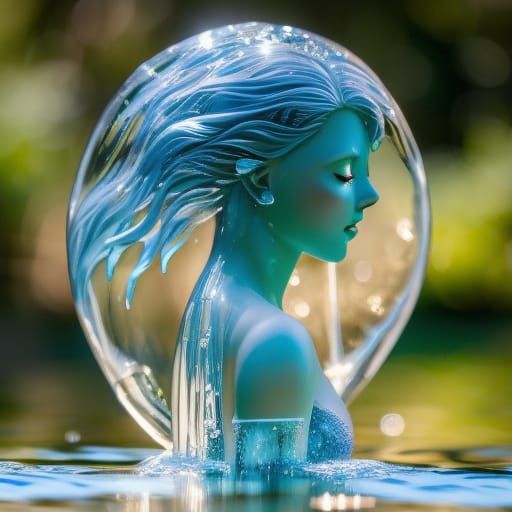 Water Elemental Undine in Digital Art Style