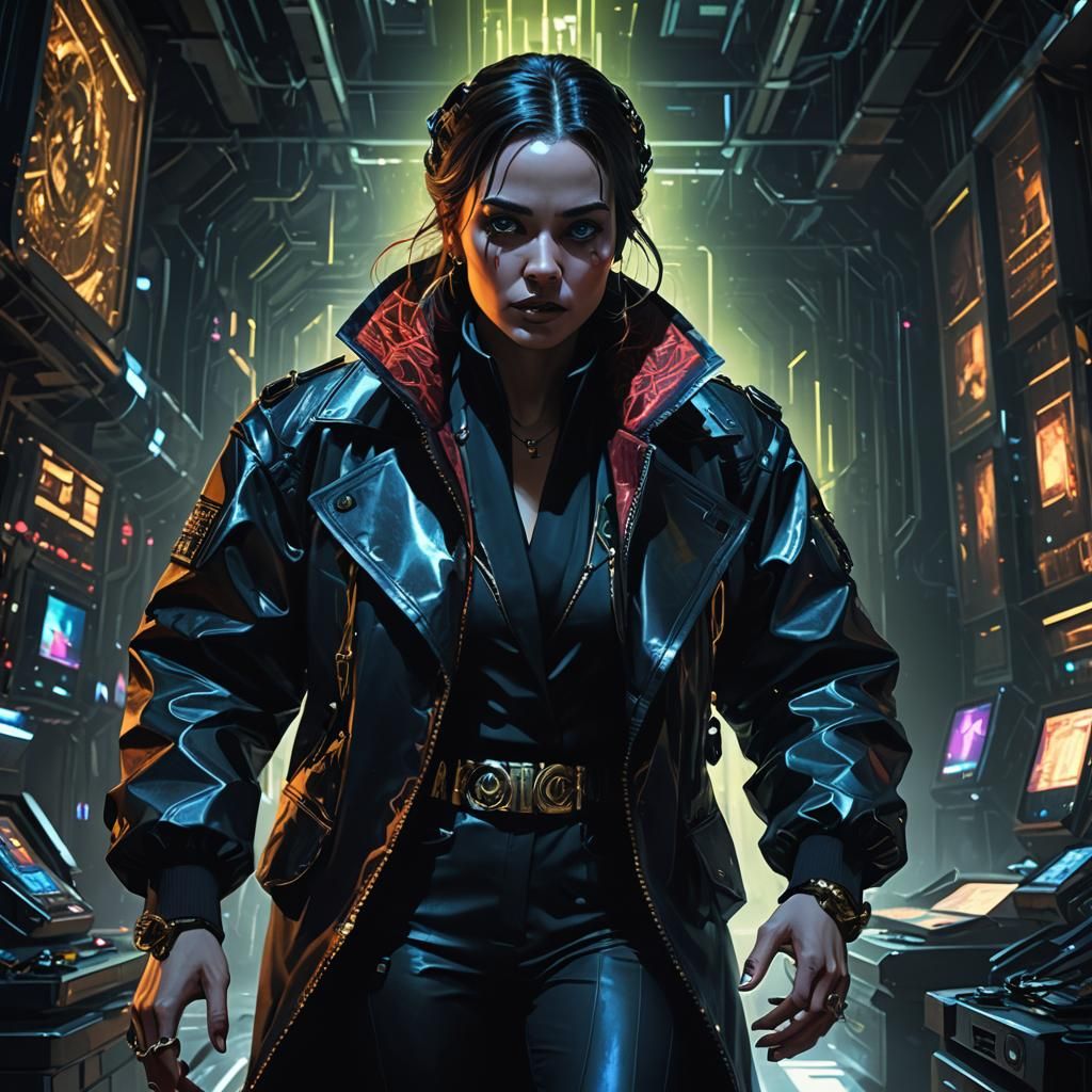 Psychotic Female Villain in High-Tech Lair