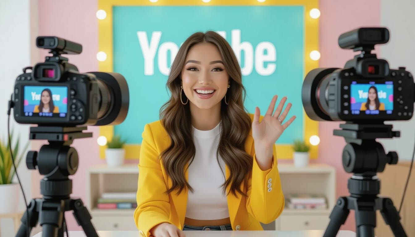 Young Woman in YouTube Studio Inspired by Concept Art