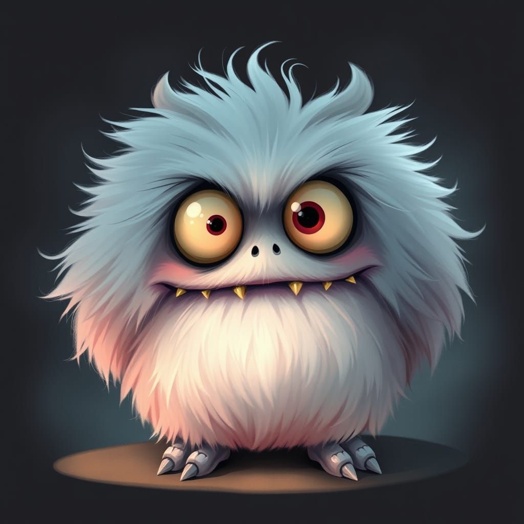 Cute Creepy Fluffy Monster Illustration