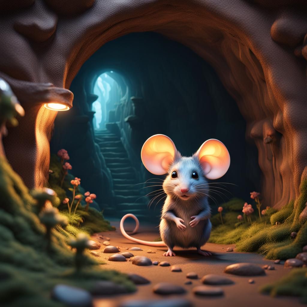 Cozy Underground Mouse Home in Detailed Matte Painting