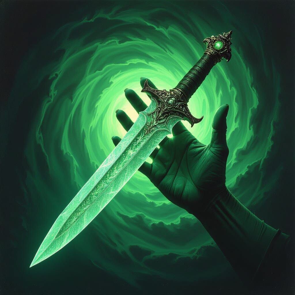 Spectral Dagger Appears to Hand in Surrealist Vision