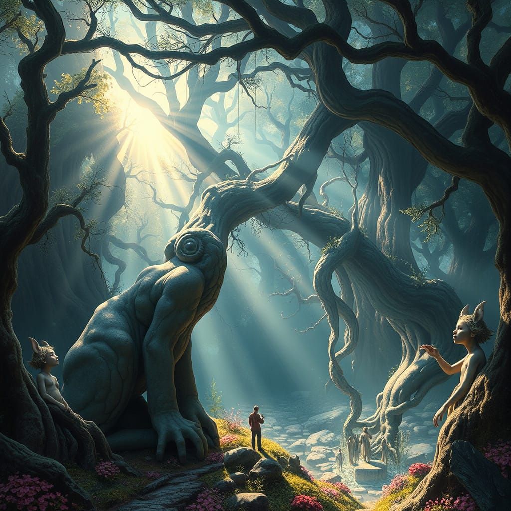 Ethereal Primeval Dreamscape in Visionary Style