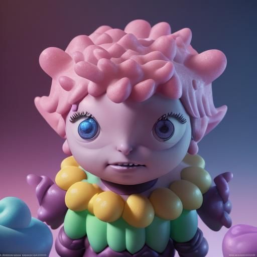 Colorful Candy Monster Bobblehead in Pixar Style