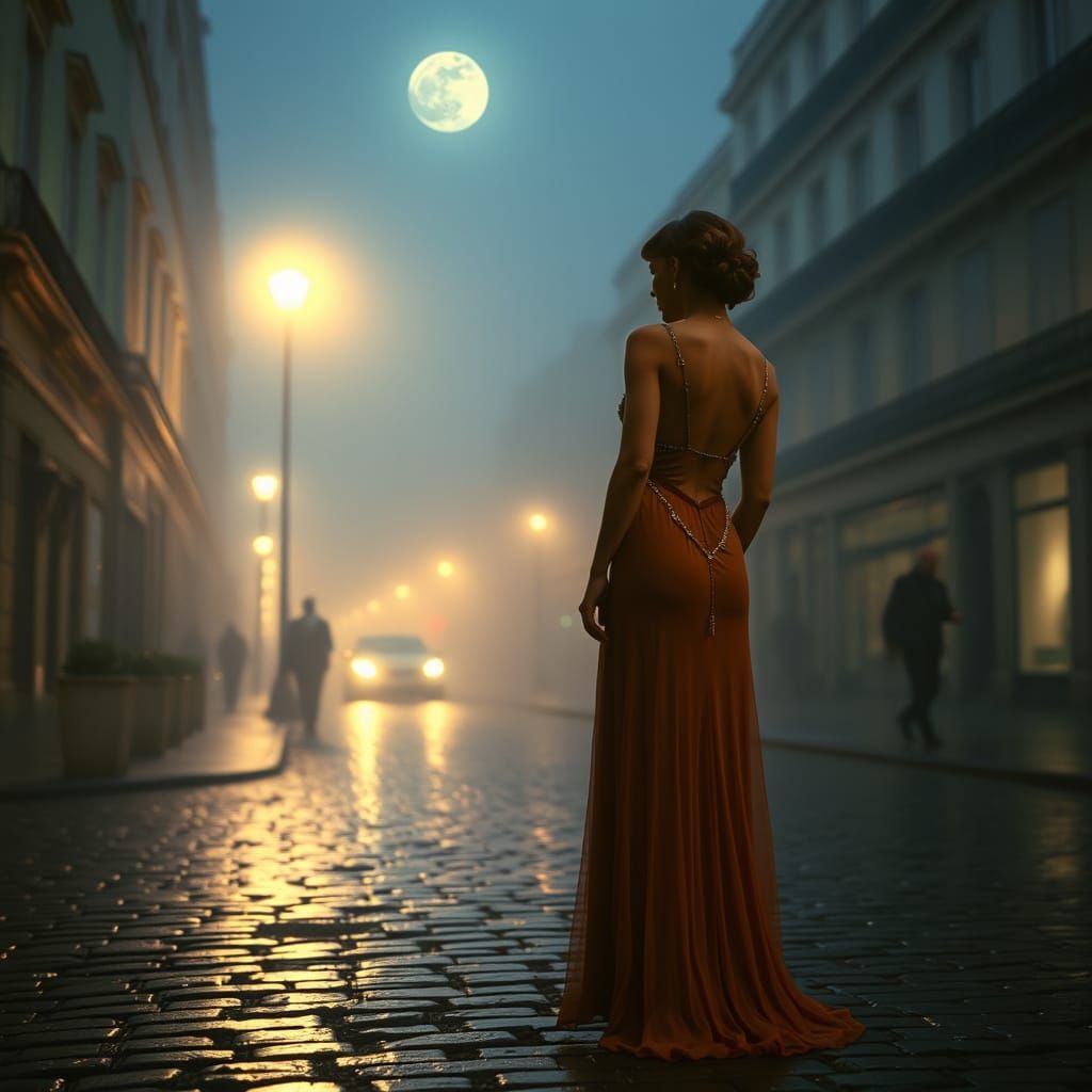 Ethereal 1920s Parisian Nighttime Scene