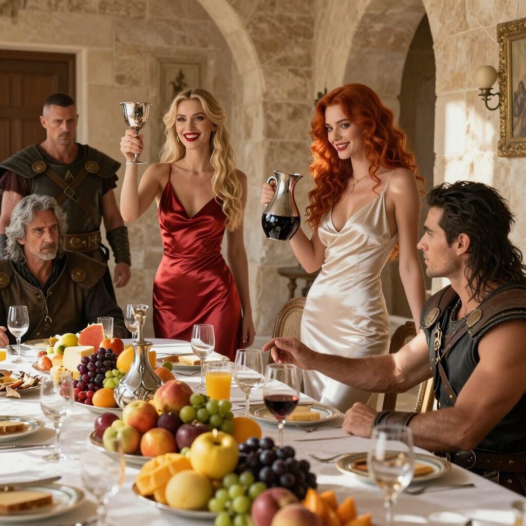 Grand Sarrion Dining Room Feast in Morning Light