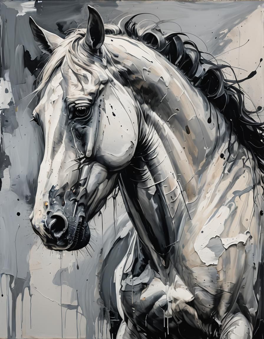 Abstract White Horse Painting