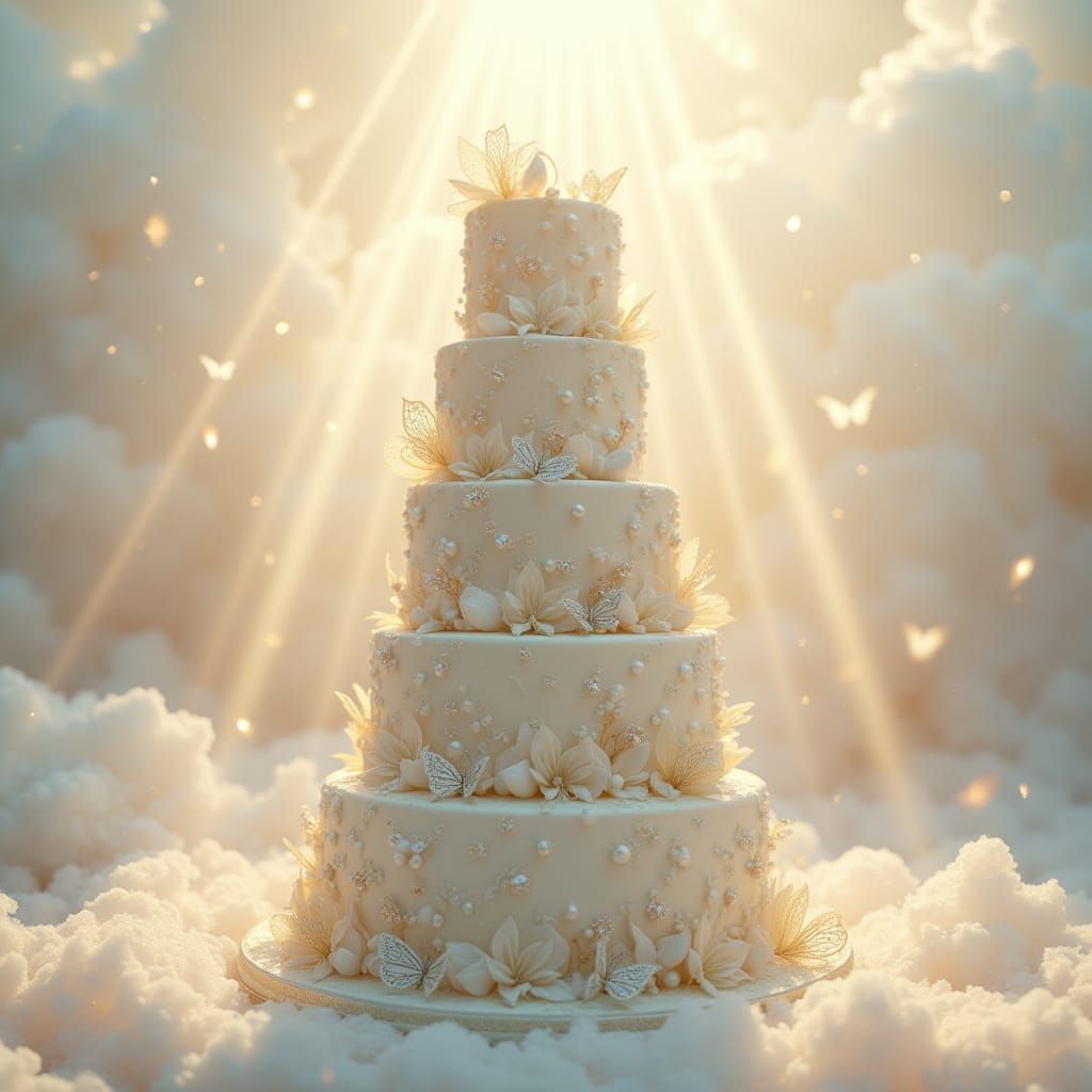 Grand Wedding Cake with Pearls and Crystals