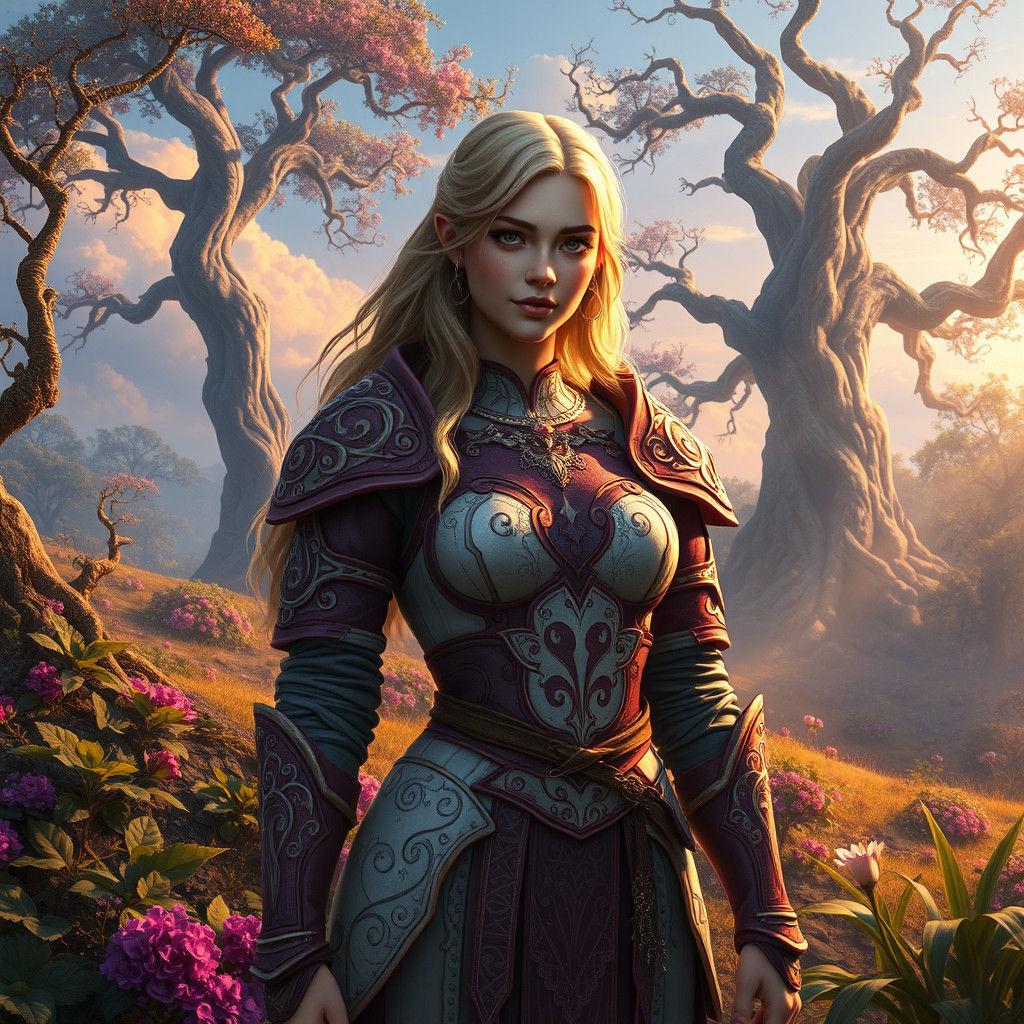 Druidess in Mystical Landscape: Fantasy Digital Art