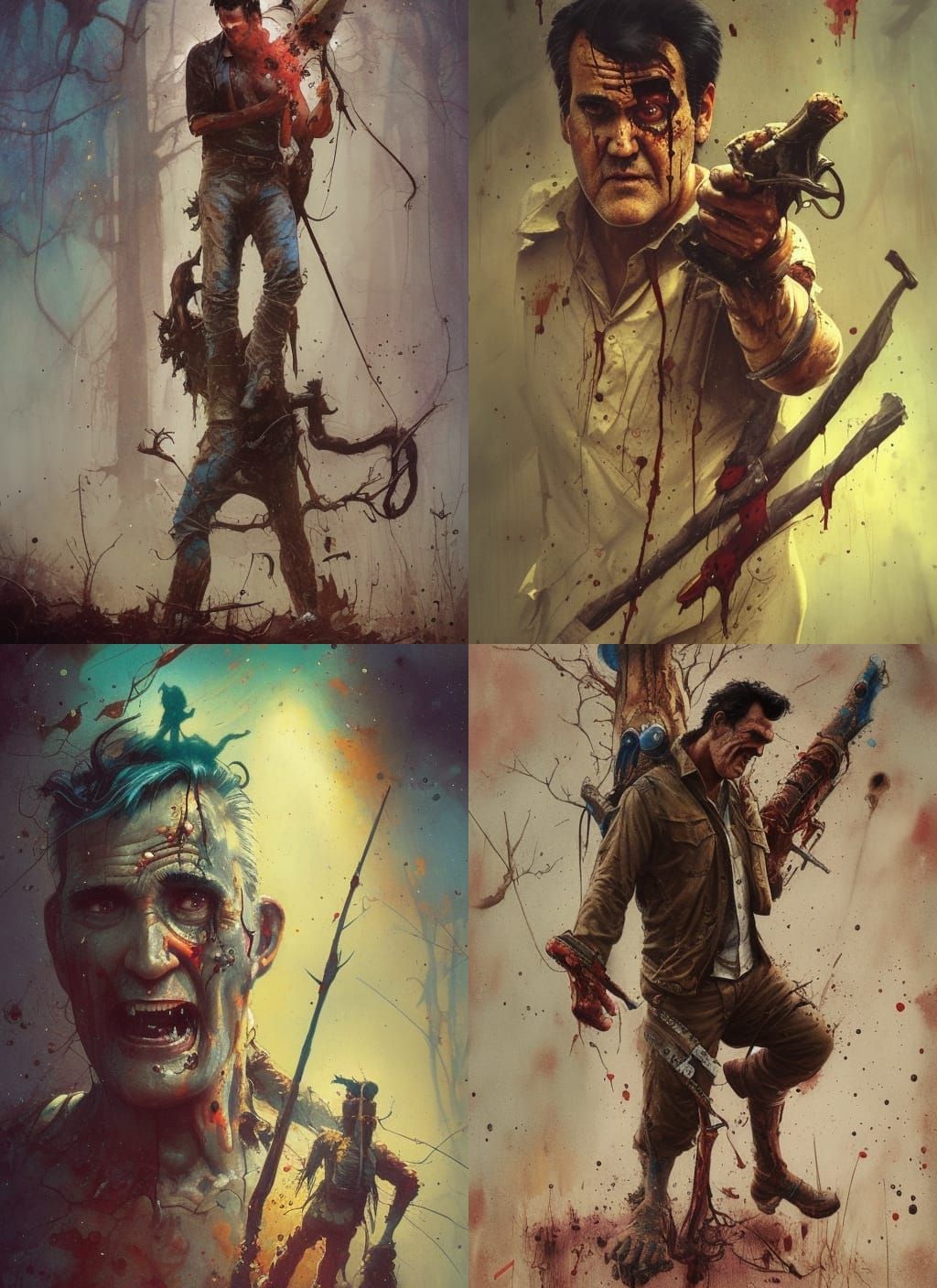 Ash in Evil Dead: Crayon Caricature