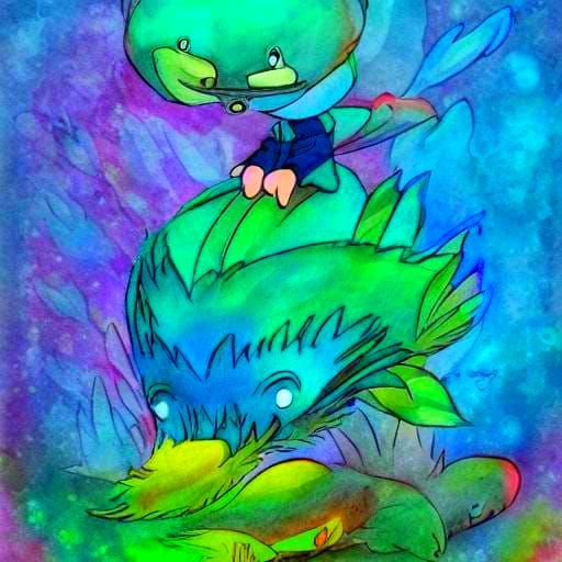 Dreamy Platypus Storybook Illustration with Alcohol Ink