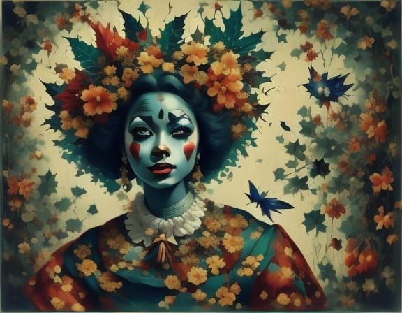 Vibrant Oil Painting of Caribbean Woman in Lush Jungle