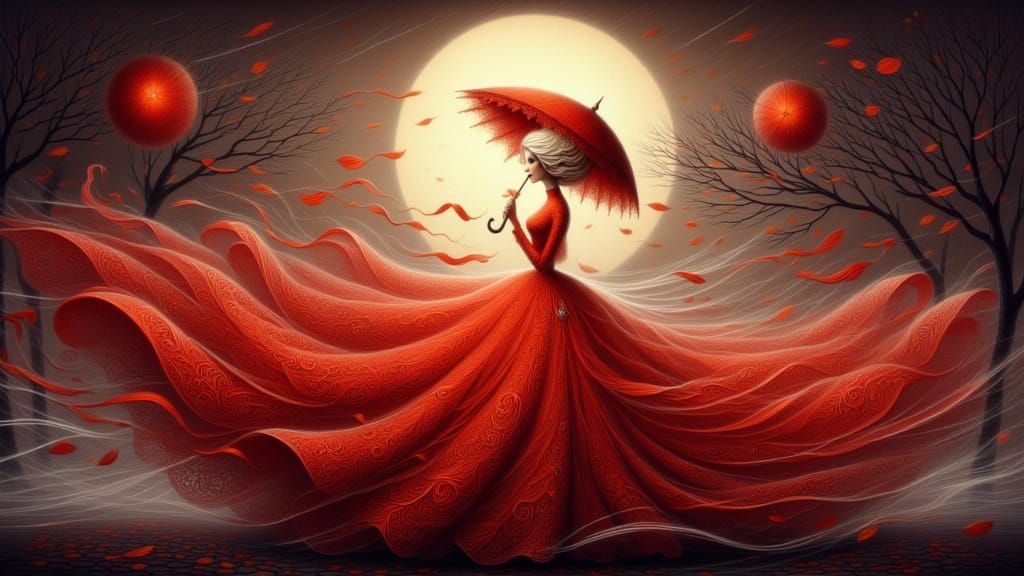 Spanish Dancer in Red Dress: Abstract Vector Art