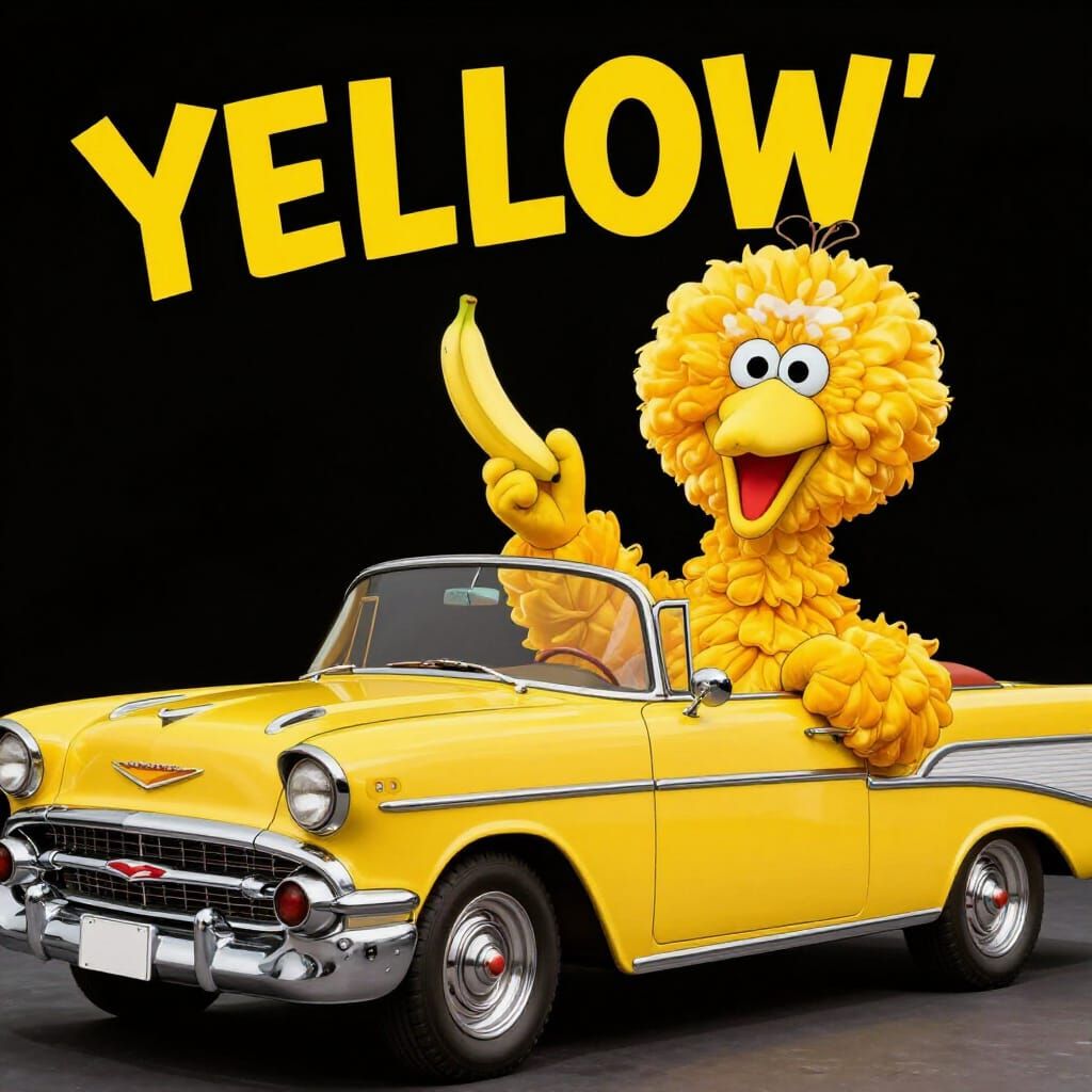 Big Bird with Banana in Yellow Bel Air