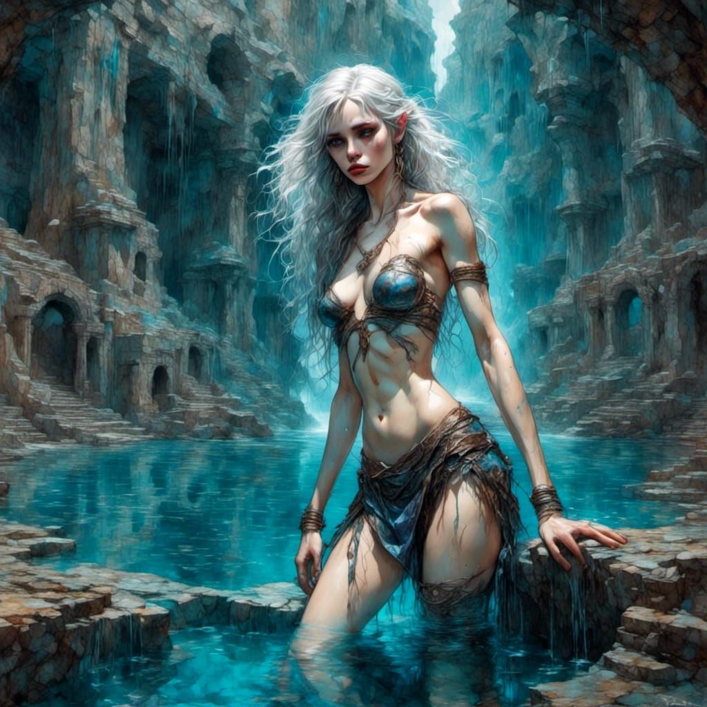 Drow Emerges from Underground Pool