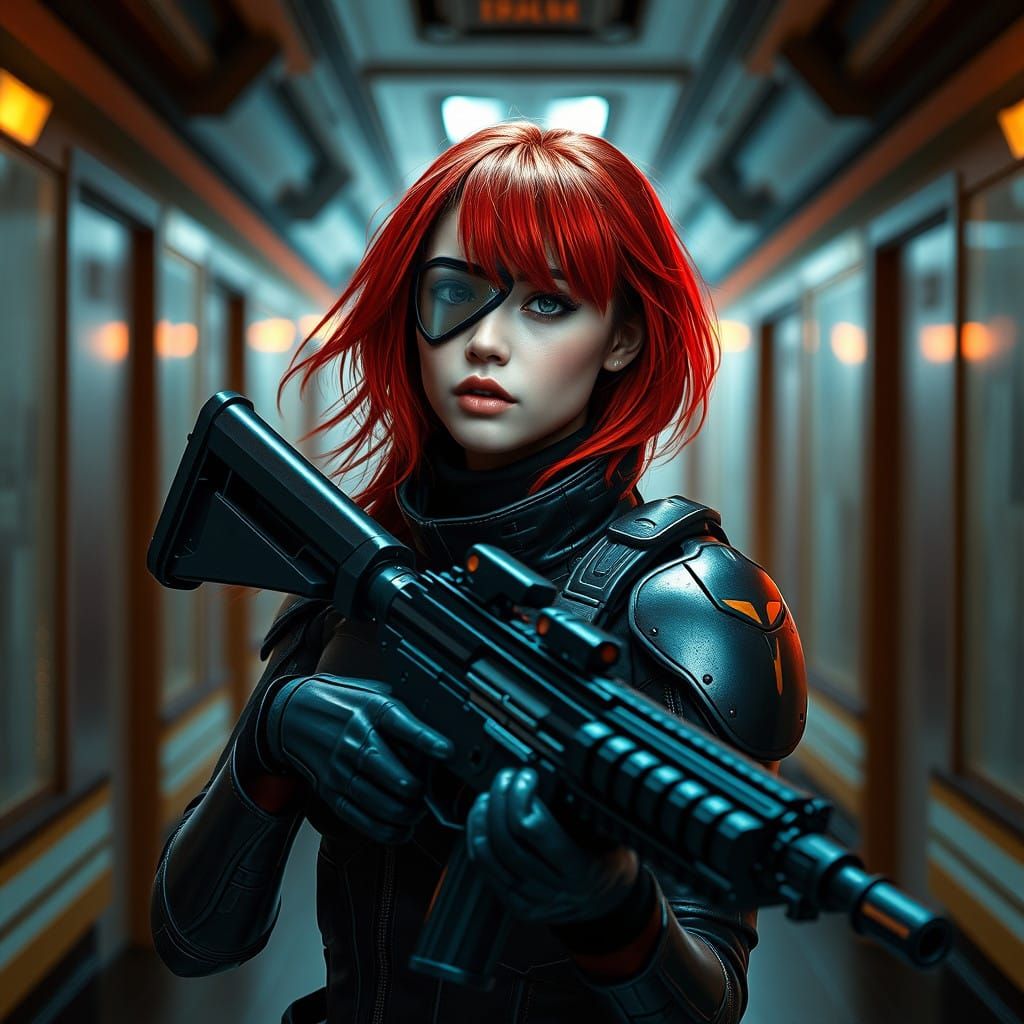 Confident Futuristic Warrior in Sci-Fi Armor