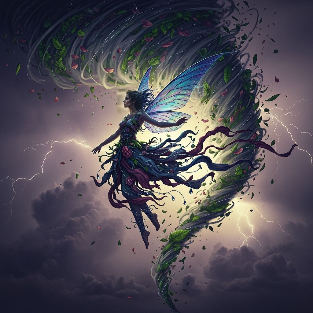 Fairy in a Tornado Storm: Digital Art