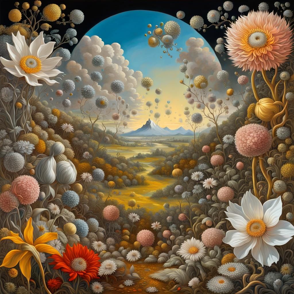 Surreal Jewel Flower Landscape in Fractal Detail