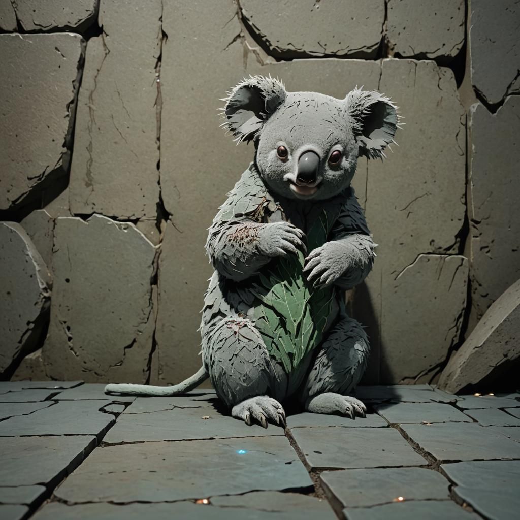 Defeated Koala in Stone Dungeon: 16-bit RPG Art