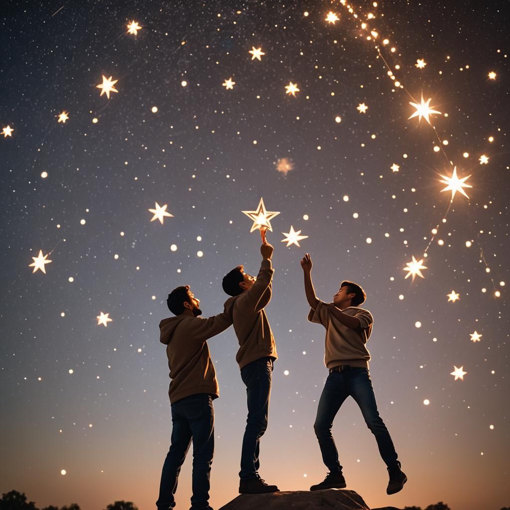 Man Sculpts and Places a Star in the Sky