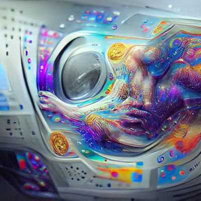 Holographic Washing Machine in Astral Cosmic Art